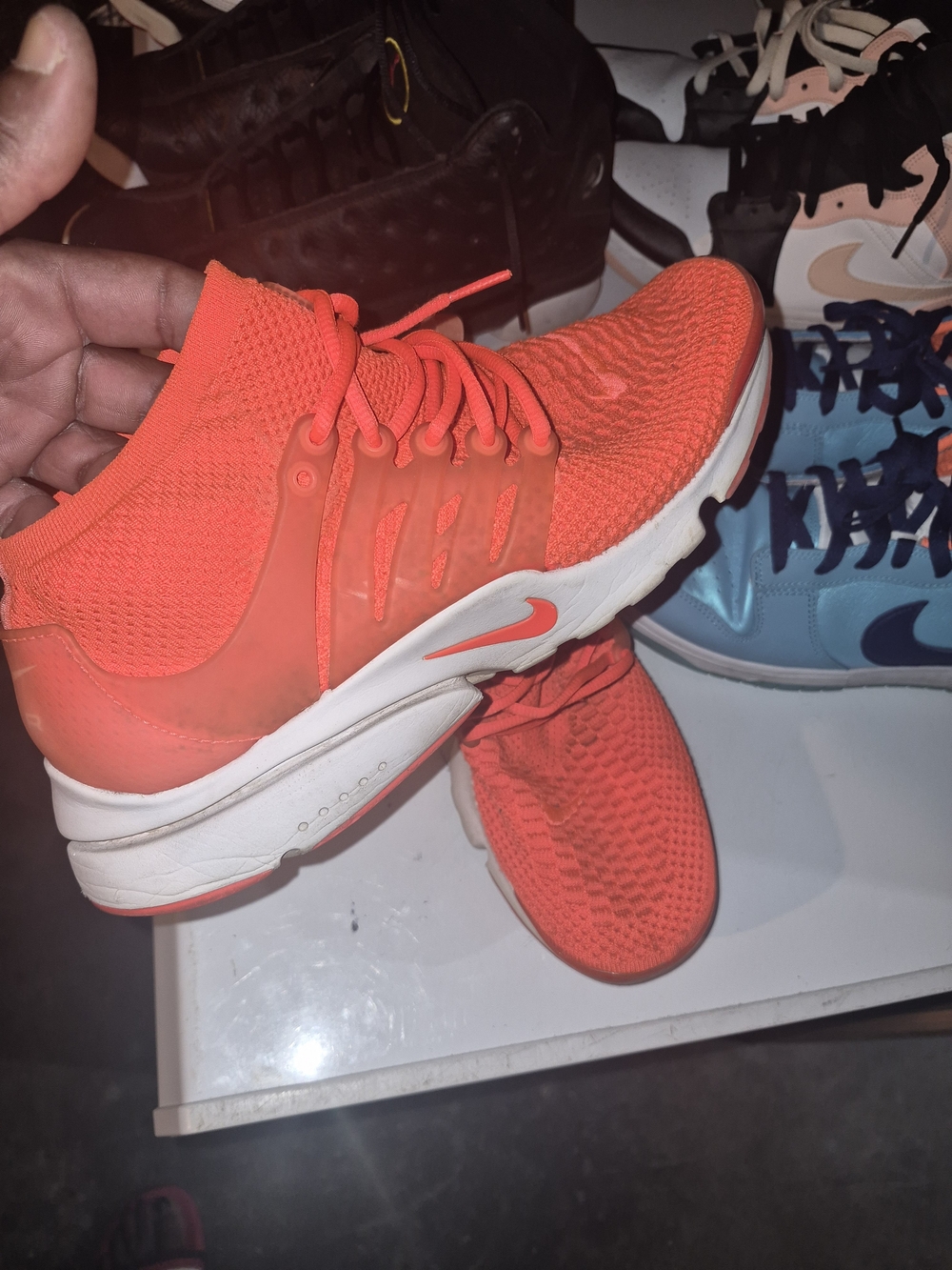 Nike Neon Orange Knit Sneakers with White Midsole
